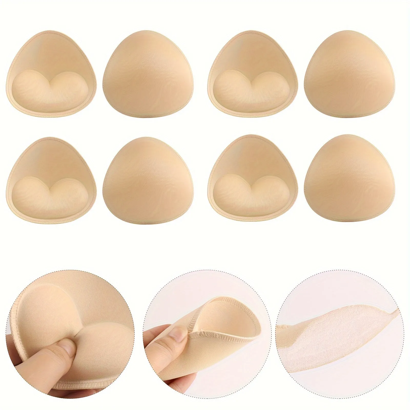 4 Pairs Seamless Push-up Bra Pads - Invisible Chest Enhancers for Women's Bras, Bikinis & Tops