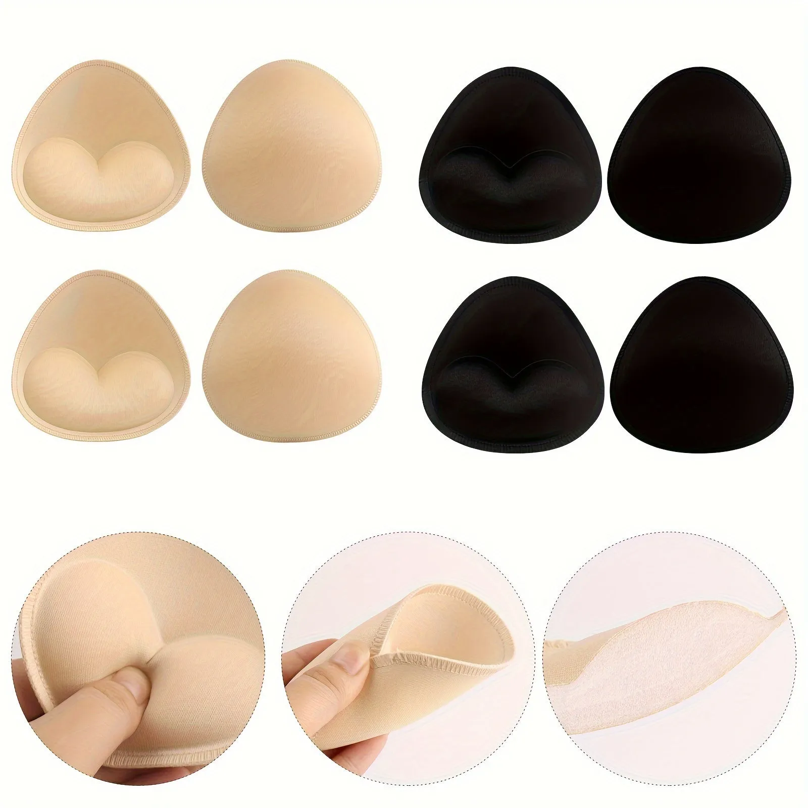 4 Pairs Seamless Push-up Bra Pads - Invisible Chest Enhancers for Women's Bras, Bikinis & Tops