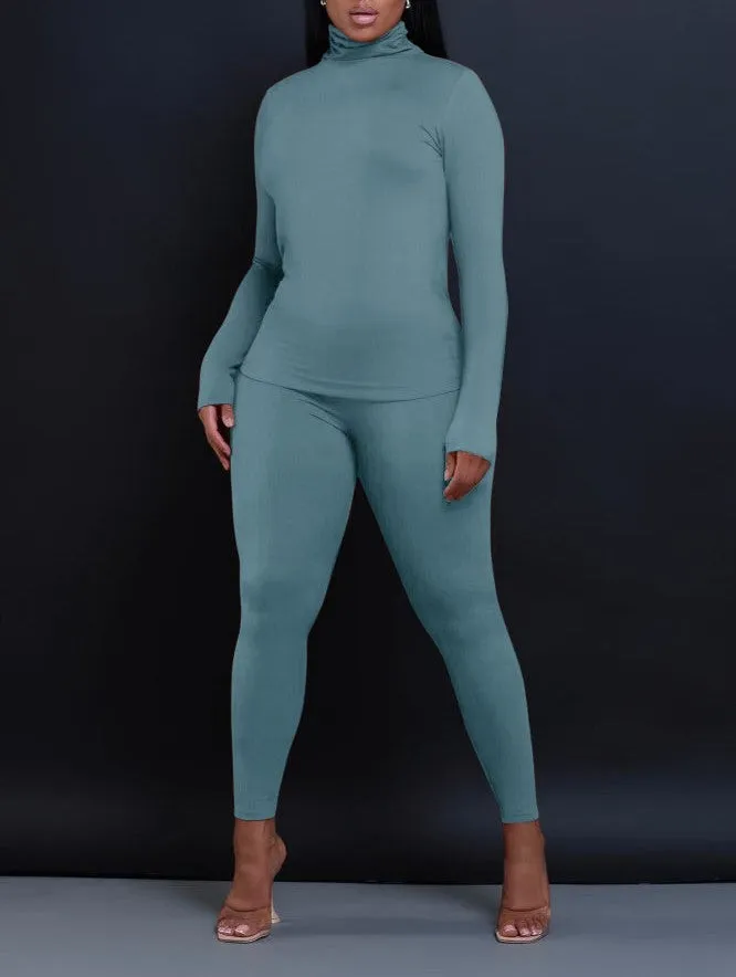 57025XP-MOCK NECK TOP & LEGGINGS SET (PLUS)
