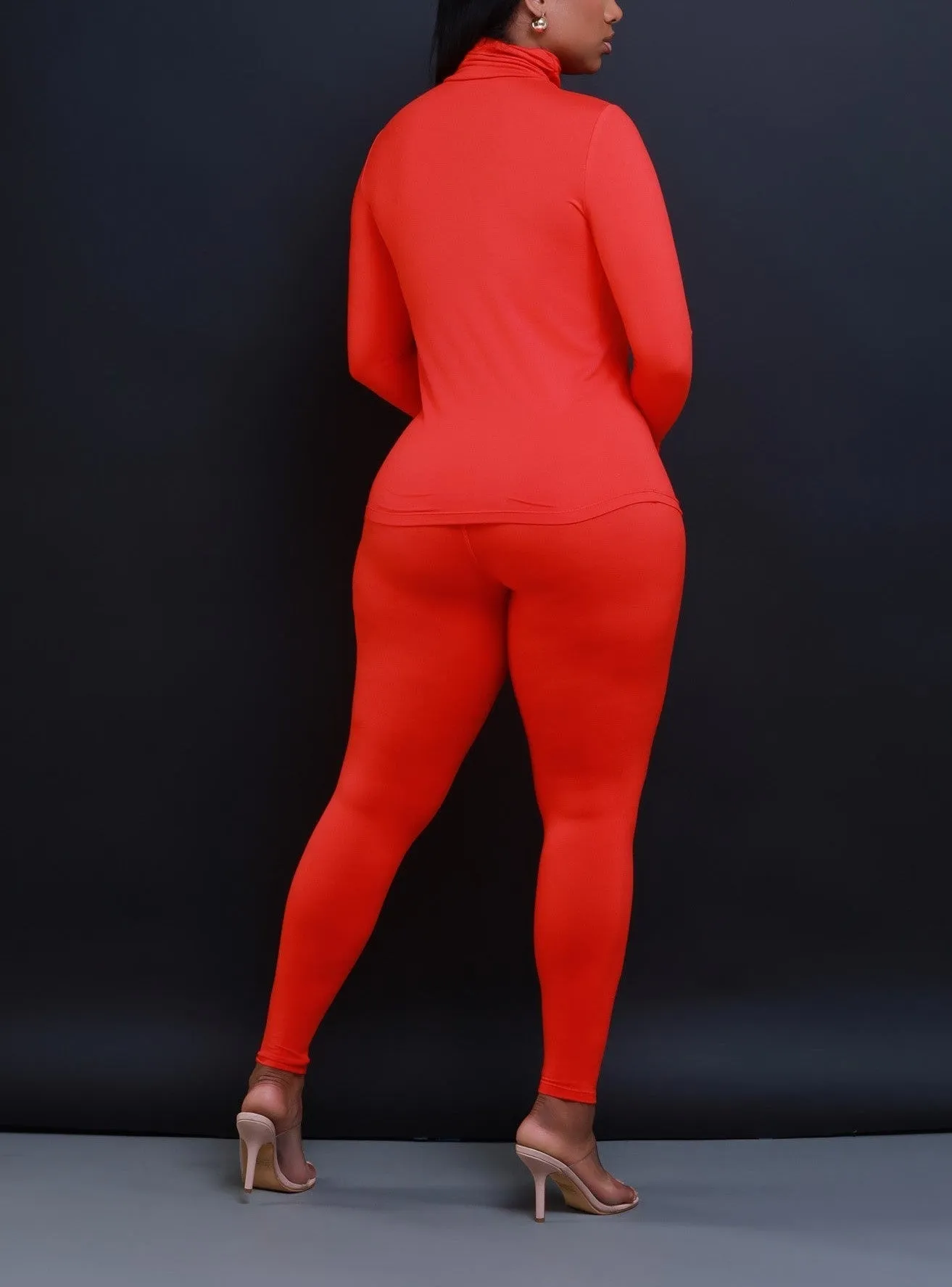 57025XP-MOCK NECK TOP & LEGGINGS SET (PLUS)