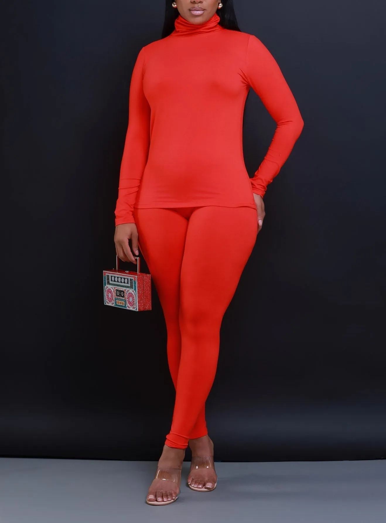 57025XP-MOCK NECK TOP & LEGGINGS SET (PLUS)