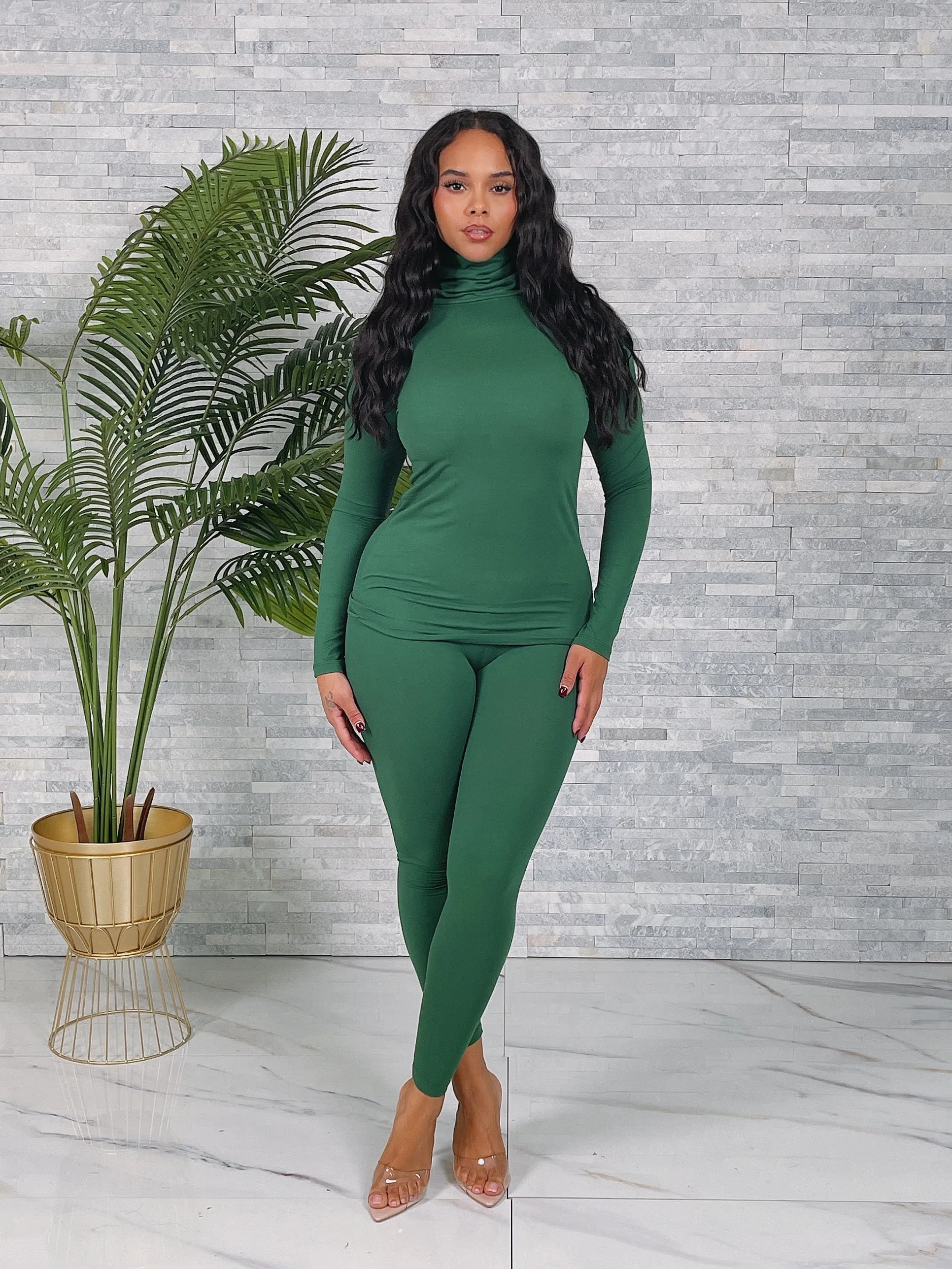 57025XP-MOCK NECK TOP & LEGGINGS SET (PLUS)