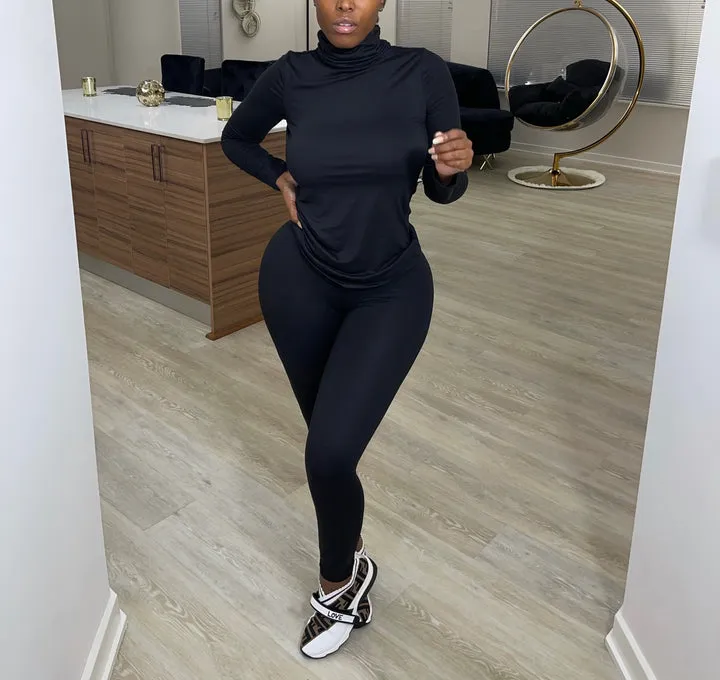 57025XP-MOCK NECK TOP & LEGGINGS SET (PLUS)