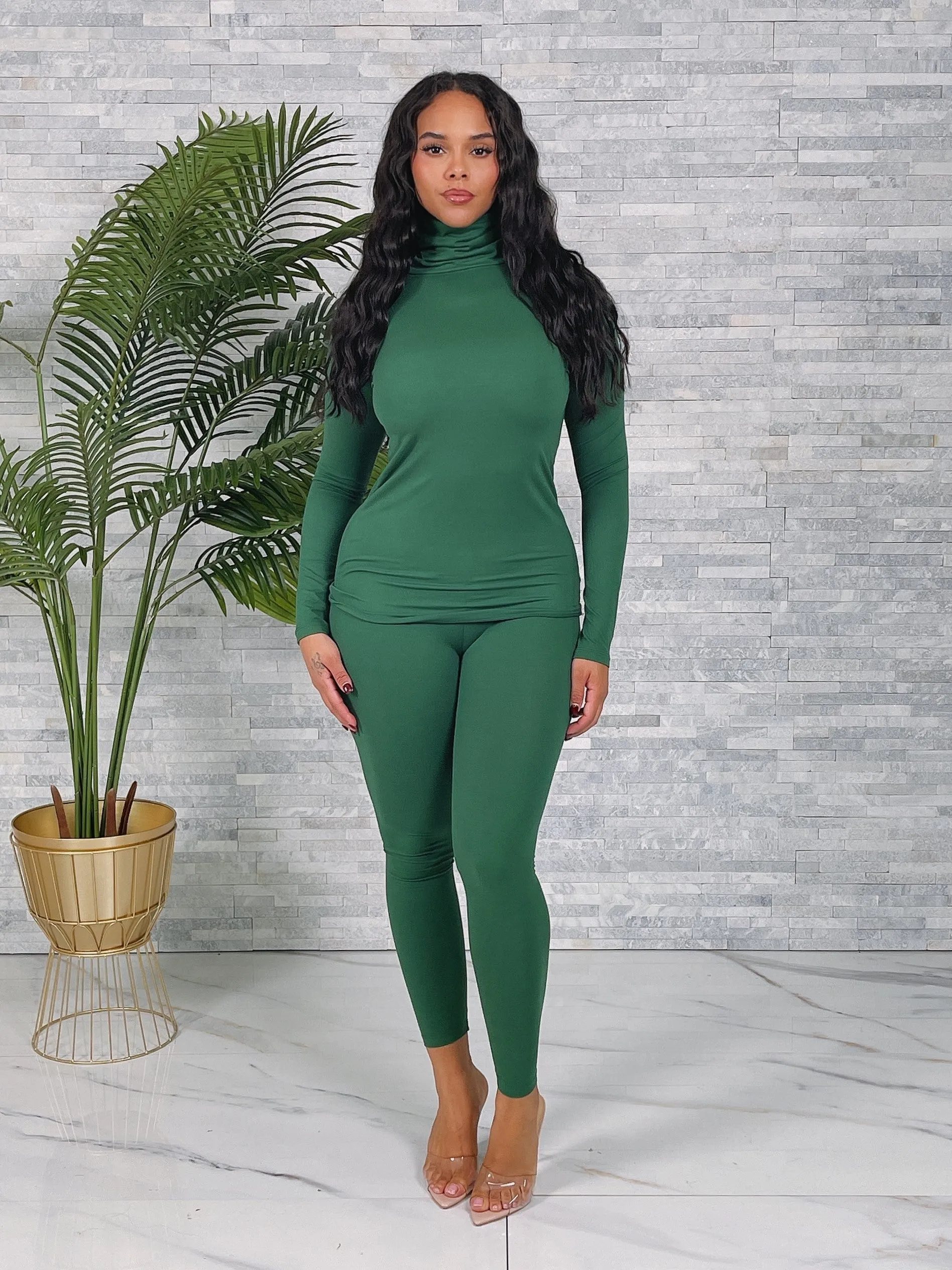 57025XP-MOCK NECK TOP & LEGGINGS SET (PLUS)