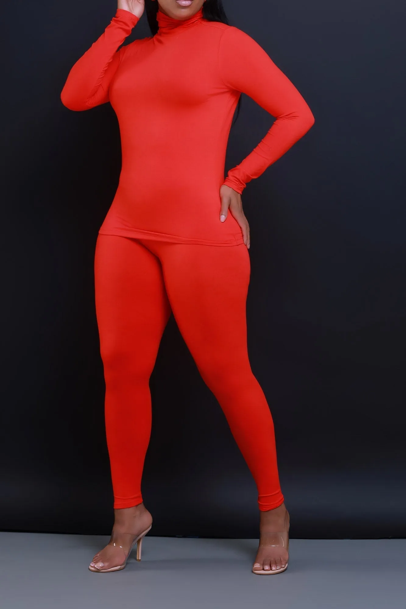 57025XP-MOCK NECK TOP & LEGGINGS SET (PLUS)