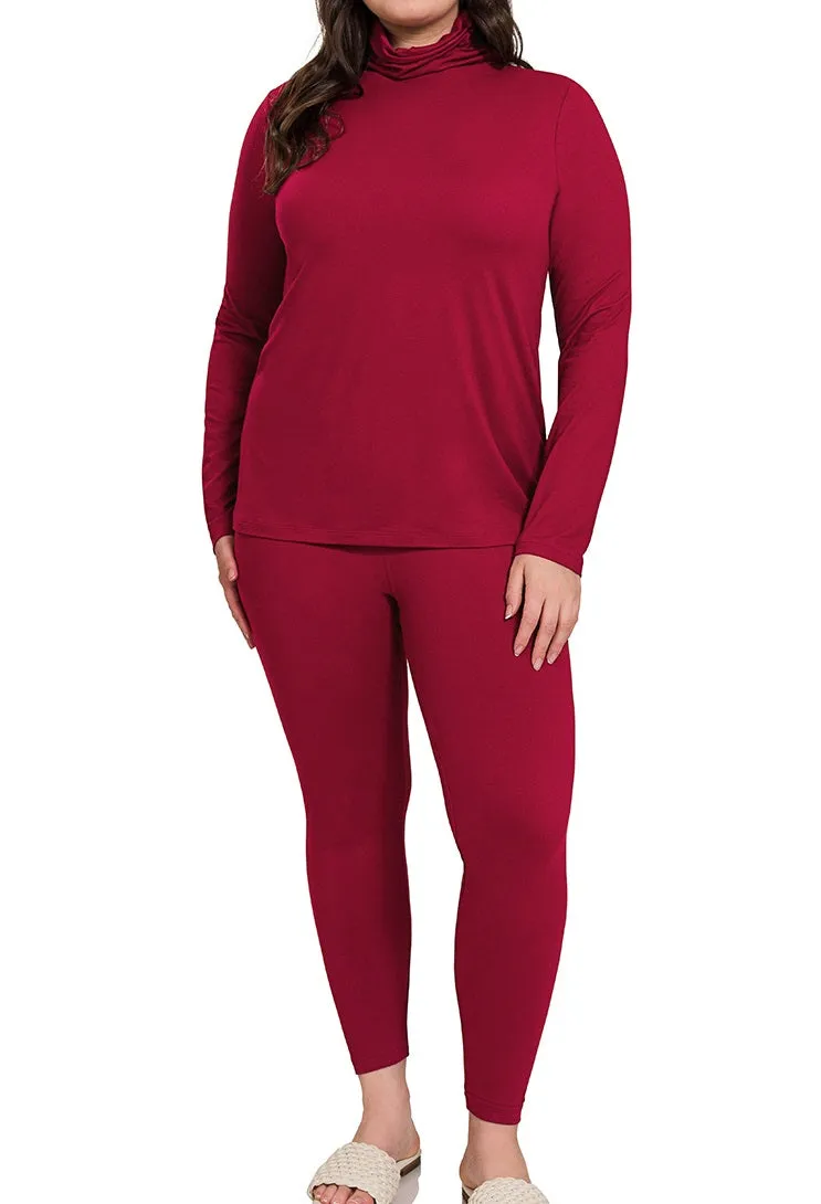 57025XP-MOCK NECK TOP & LEGGINGS SET (PLUS)