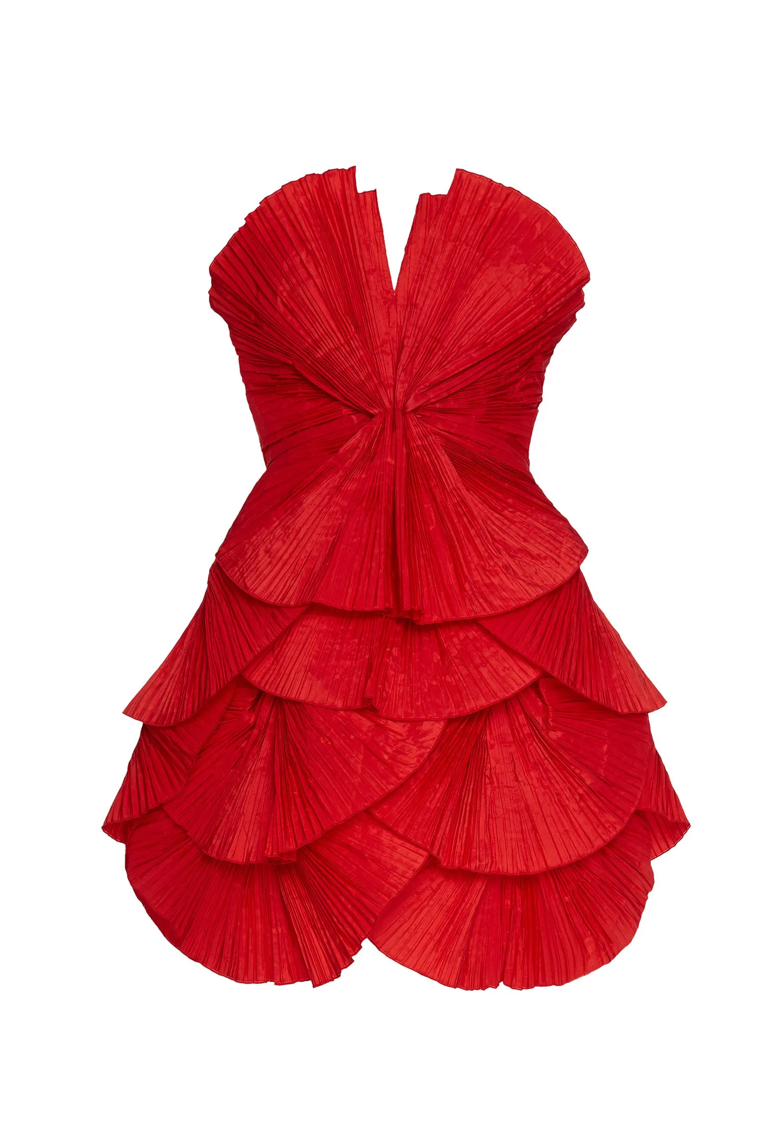 80's Red Pleated Mini Dress
