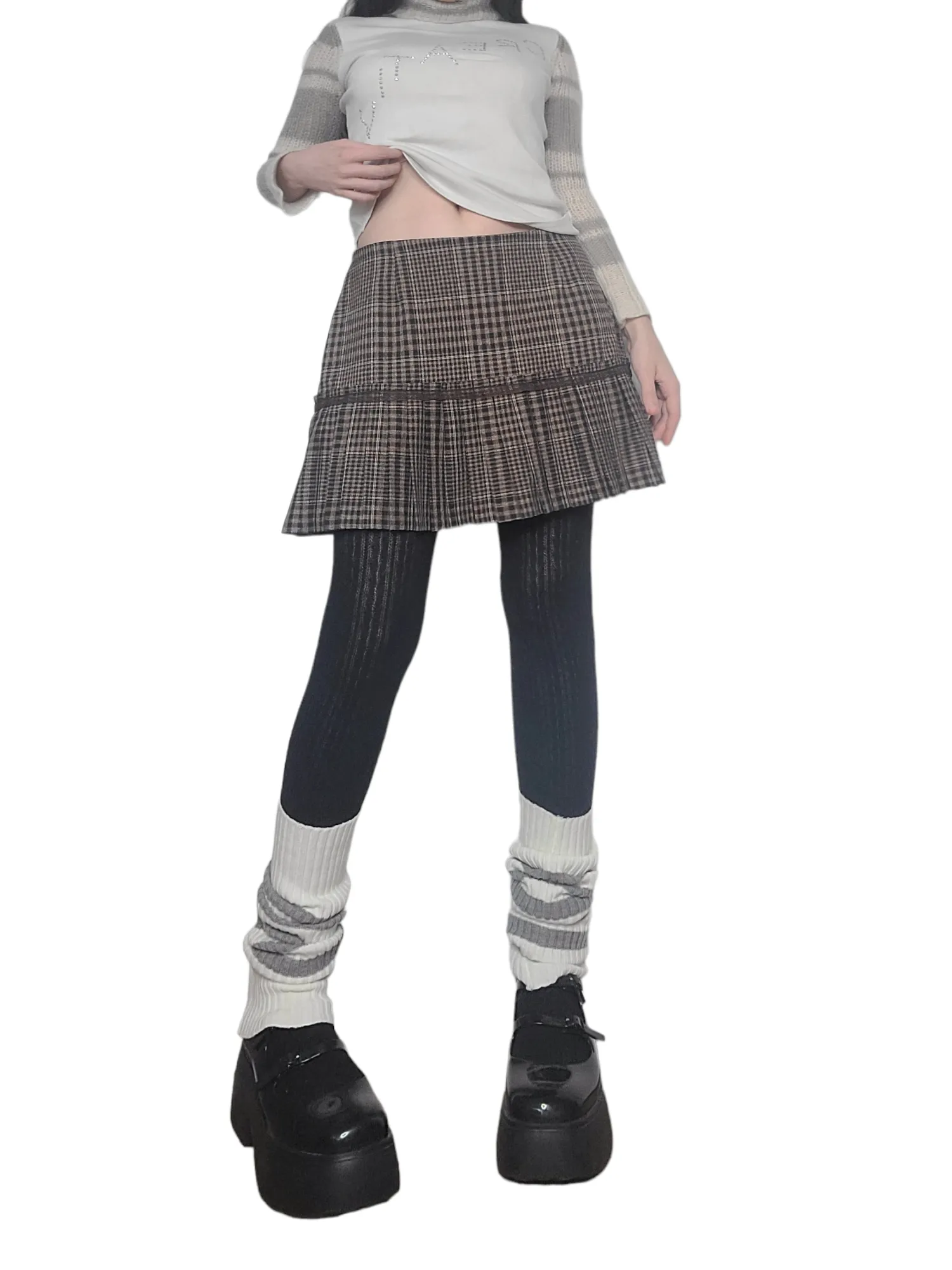 90s downtown plaid pleated mini skirt