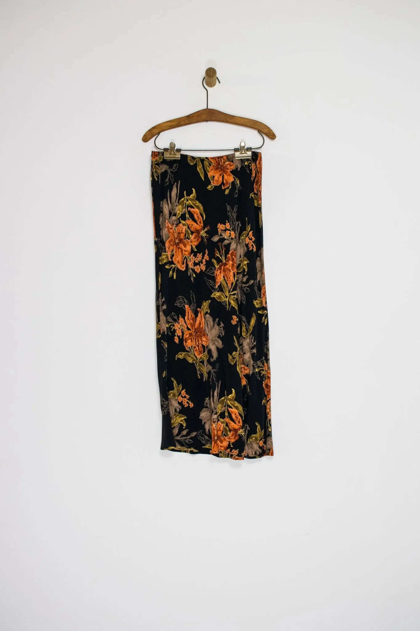 90’s LONG FLORAL SKIRT / MEDIUM