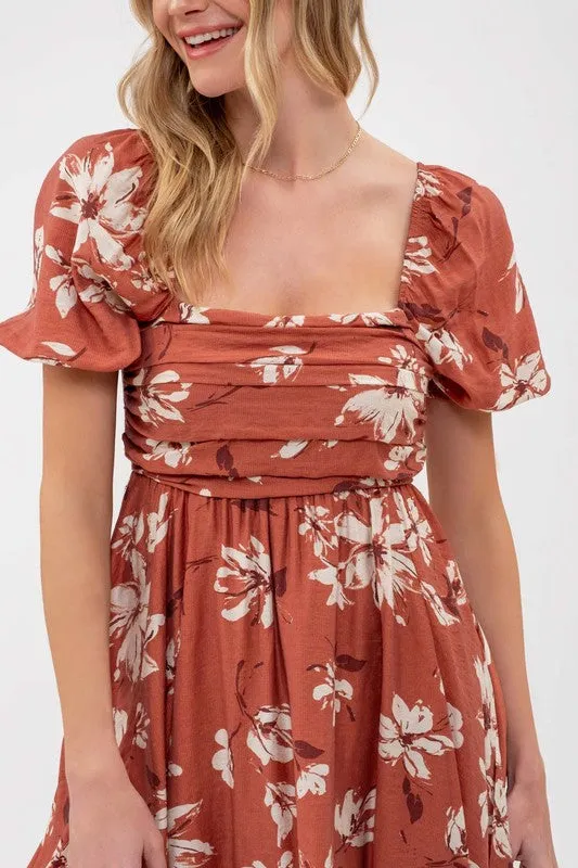 Abigail Floral Terracotta Mini Dress FINAL SALE