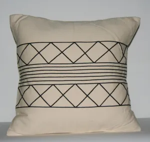 African Tribal Pillow Cream Black  Applique 19" X 19" Xhosa Handmade Design