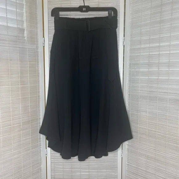 A.L.C Belted Black Midi Skirt