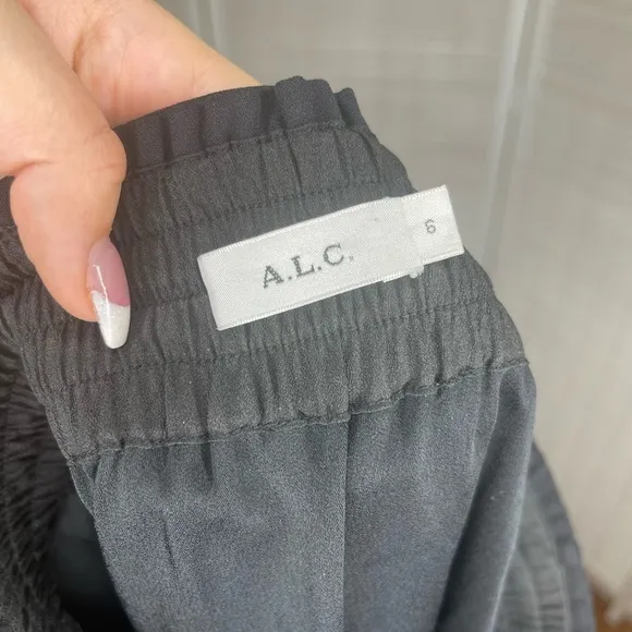 A.L.C Belted Black Midi Skirt