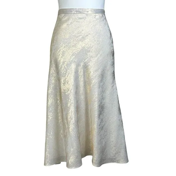 Alex Marie Skirt Size 16 Gracie Metallic White Gold  A-Line Flowy Flair Midi