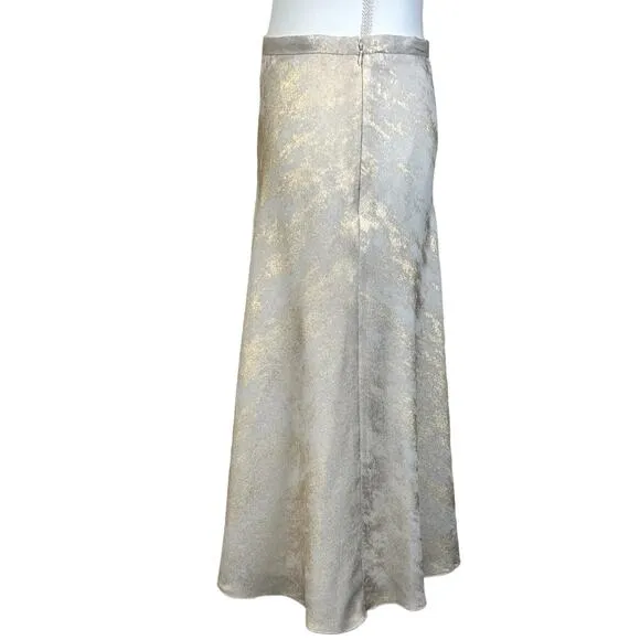 Alex Marie Skirt Size 16 Gracie Metallic White Gold  A-Line Flowy Flair Midi