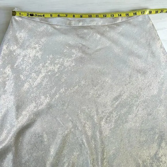 Alex Marie Skirt Size 16 Gracie Metallic White Gold  A-Line Flowy Flair Midi
