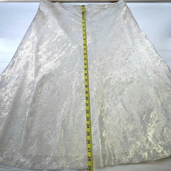 Alex Marie Skirt Size 16 Gracie Metallic White Gold  A-Line Flowy Flair Midi