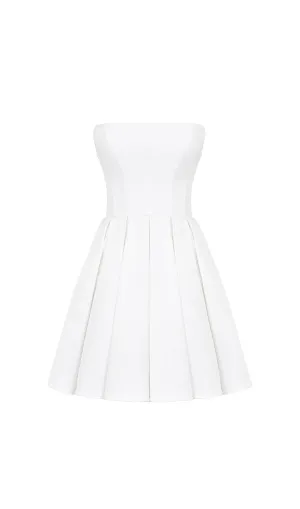 alyssa white strapless pleated mini dress