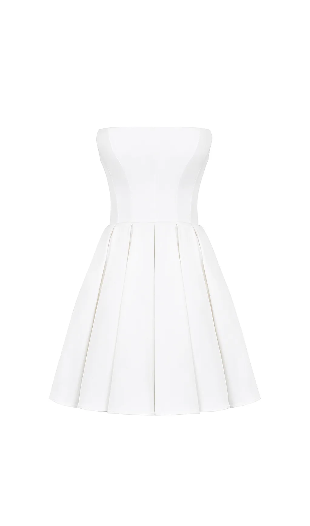 alyssa white strapless pleated mini dress