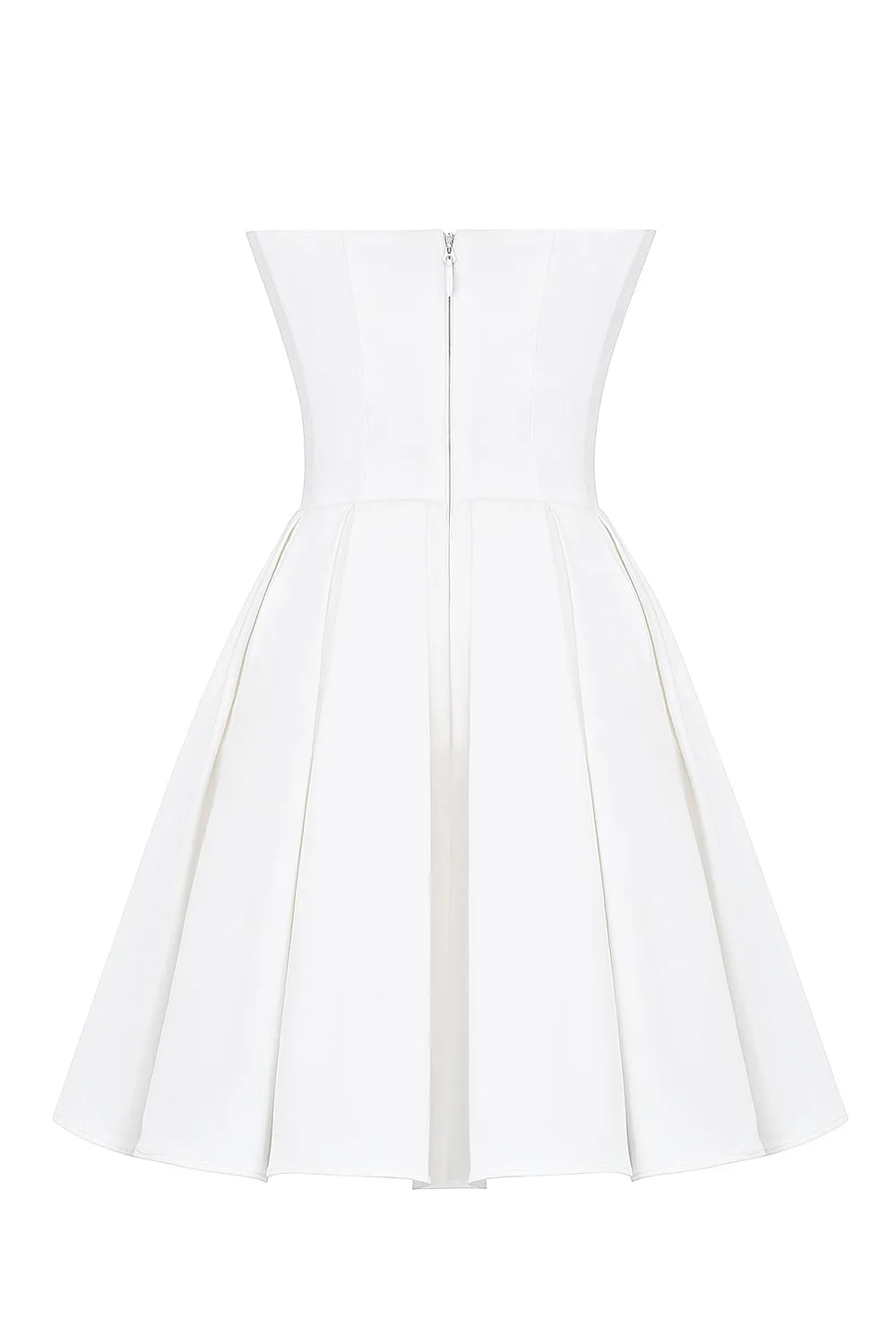 alyssa white strapless pleated mini dress