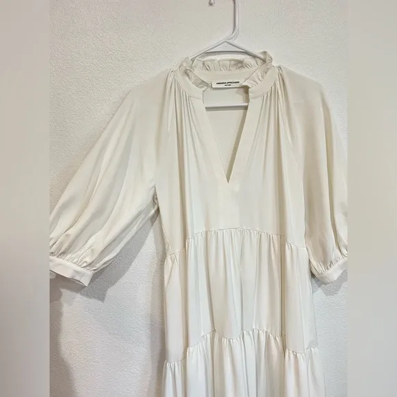 Amanda Uprichard Saffron Midi Dress White Half Sleeve Women’s Size XS