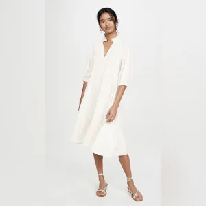 Amanda Uprichard Saffron Midi Dress White Half Sleeve Women’s Size XS