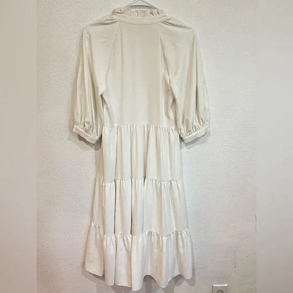 Amanda Uprichard Saffron Midi Dress White Half Sleeve Women’s Size XS