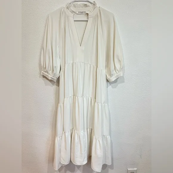 Amanda Uprichard Saffron Midi Dress White Half Sleeve Women’s Size XS