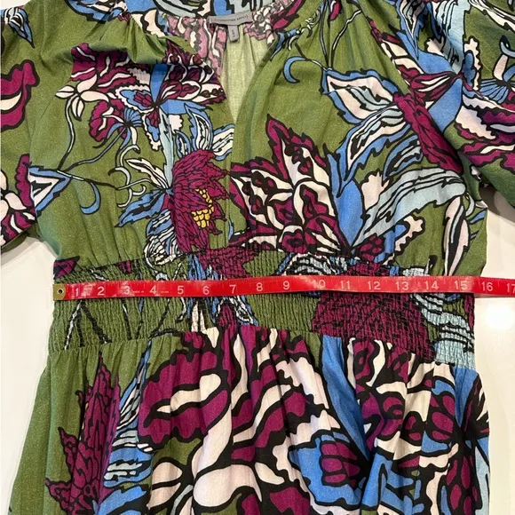 Anthropologie Conditions‎ Apply Puff-Sleeved Floral Midi Dress Size 14