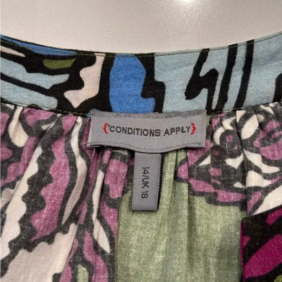 Anthropologie Conditions‎ Apply Puff-Sleeved Floral Midi Dress Size 14