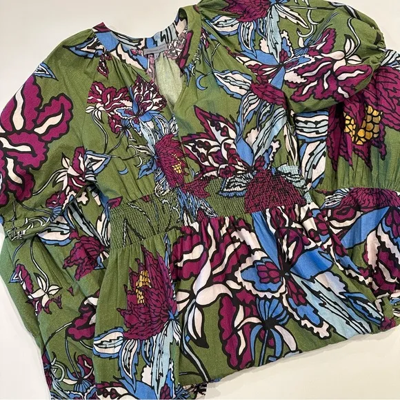 Anthropologie Conditions‎ Apply Puff-Sleeved Floral Midi Dress Size 14