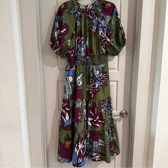 Anthropologie Conditions‎ Apply Puff-Sleeved Floral Midi Dress Size 14