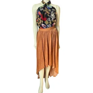 Anthropologie Nomad Copper Morgan Carper Hi Low Boho Spring Midi Skirt S Small