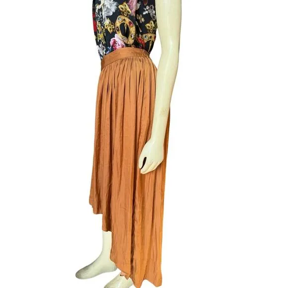 Anthropologie Nomad Copper Morgan Carper Hi Low Boho Spring Midi Skirt S Small