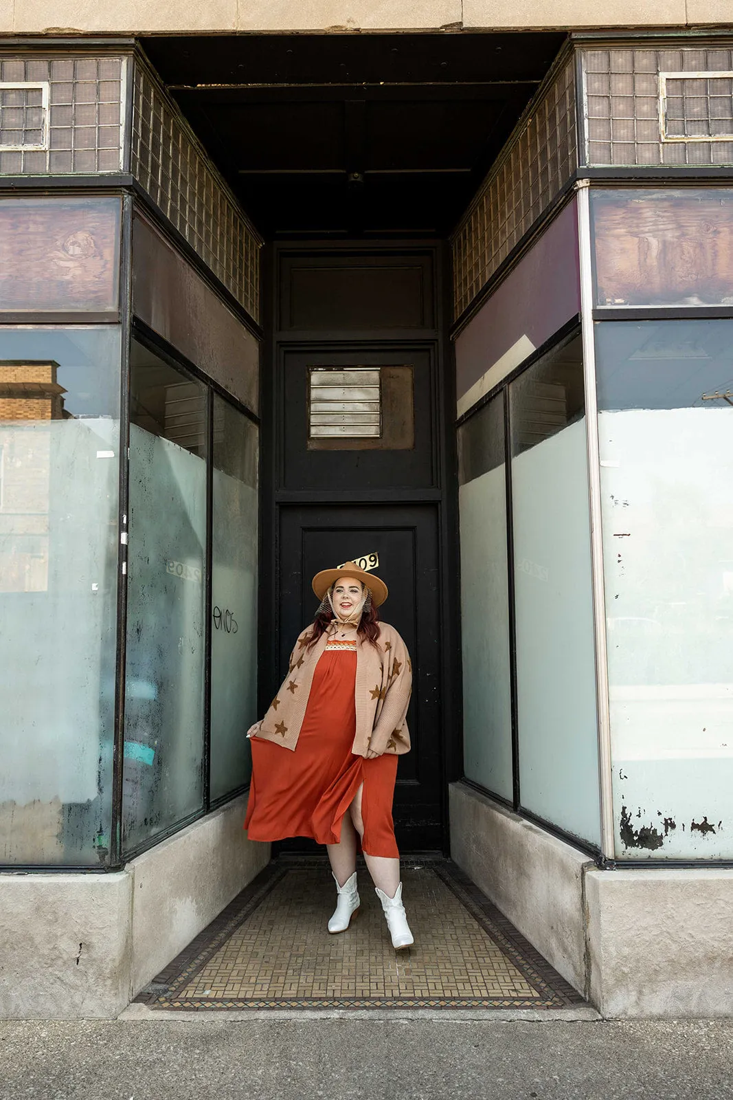 astrid dress in brick