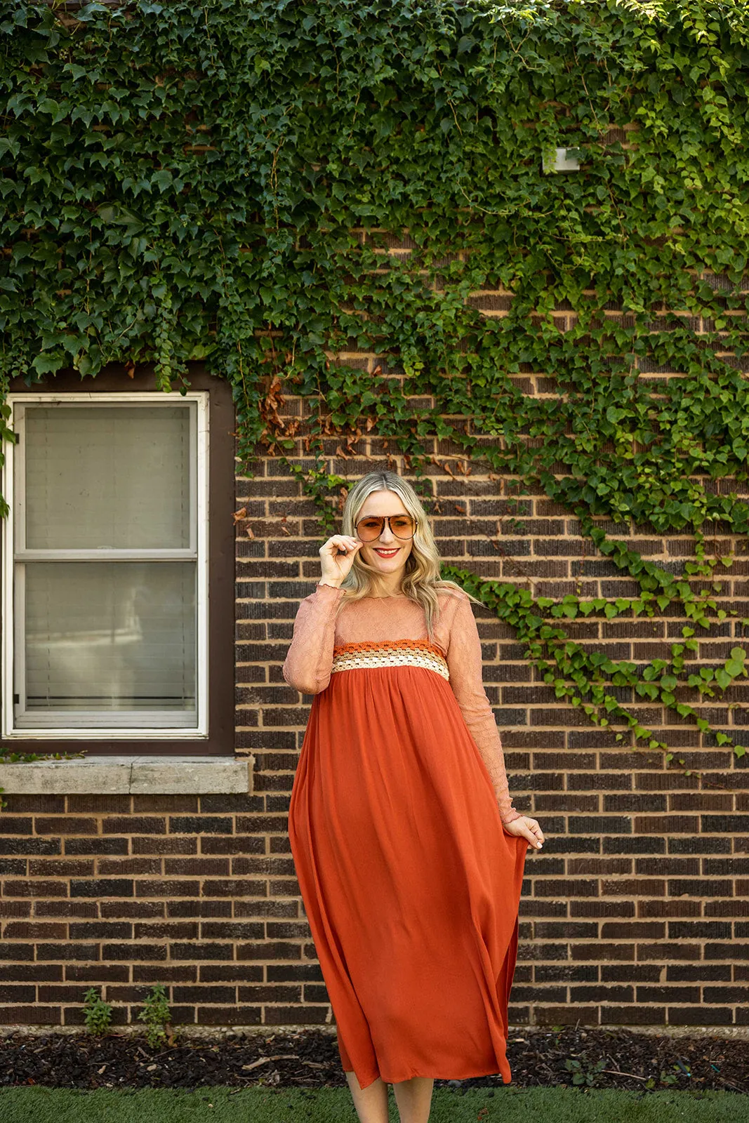 astrid dress in brick
