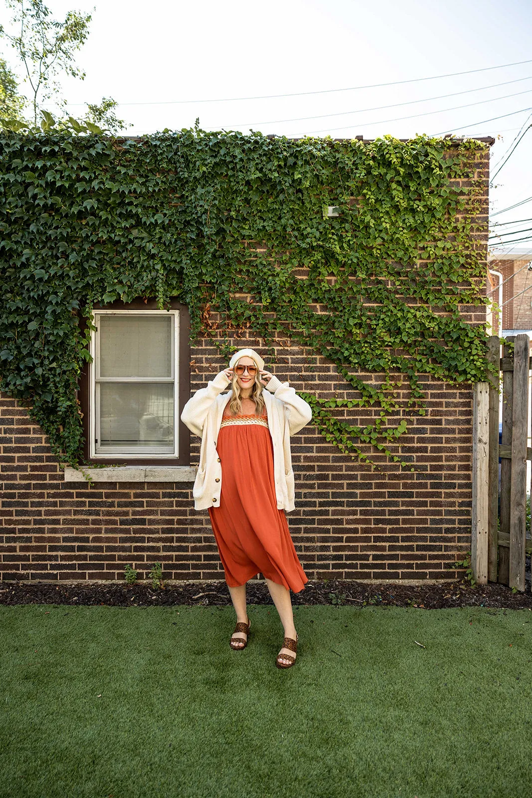 astrid dress in brick