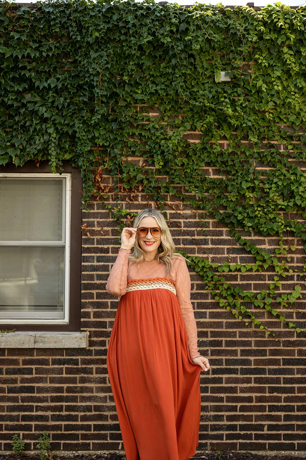 astrid dress in brick