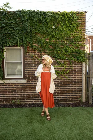 astrid dress in brick