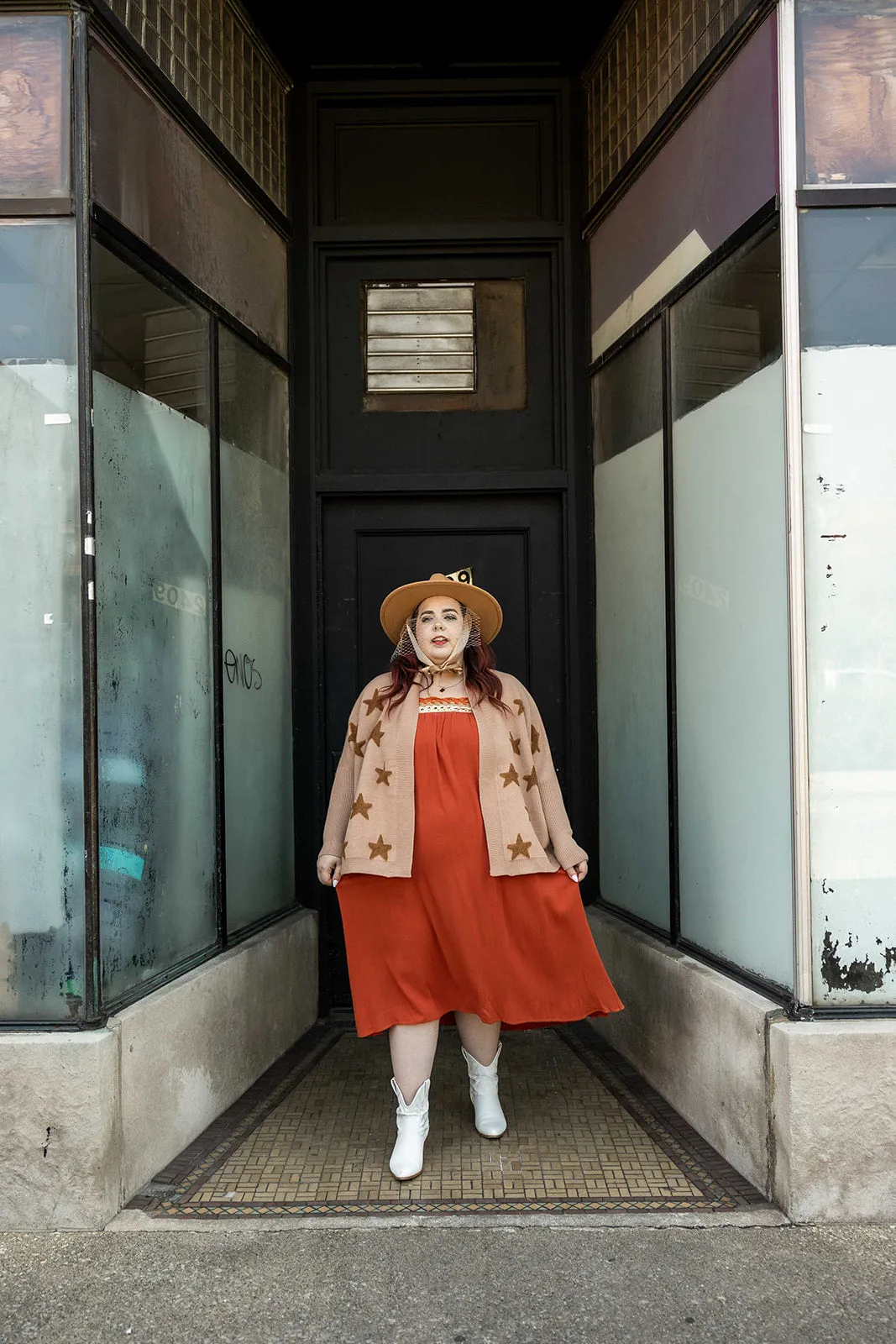 astrid dress in brick