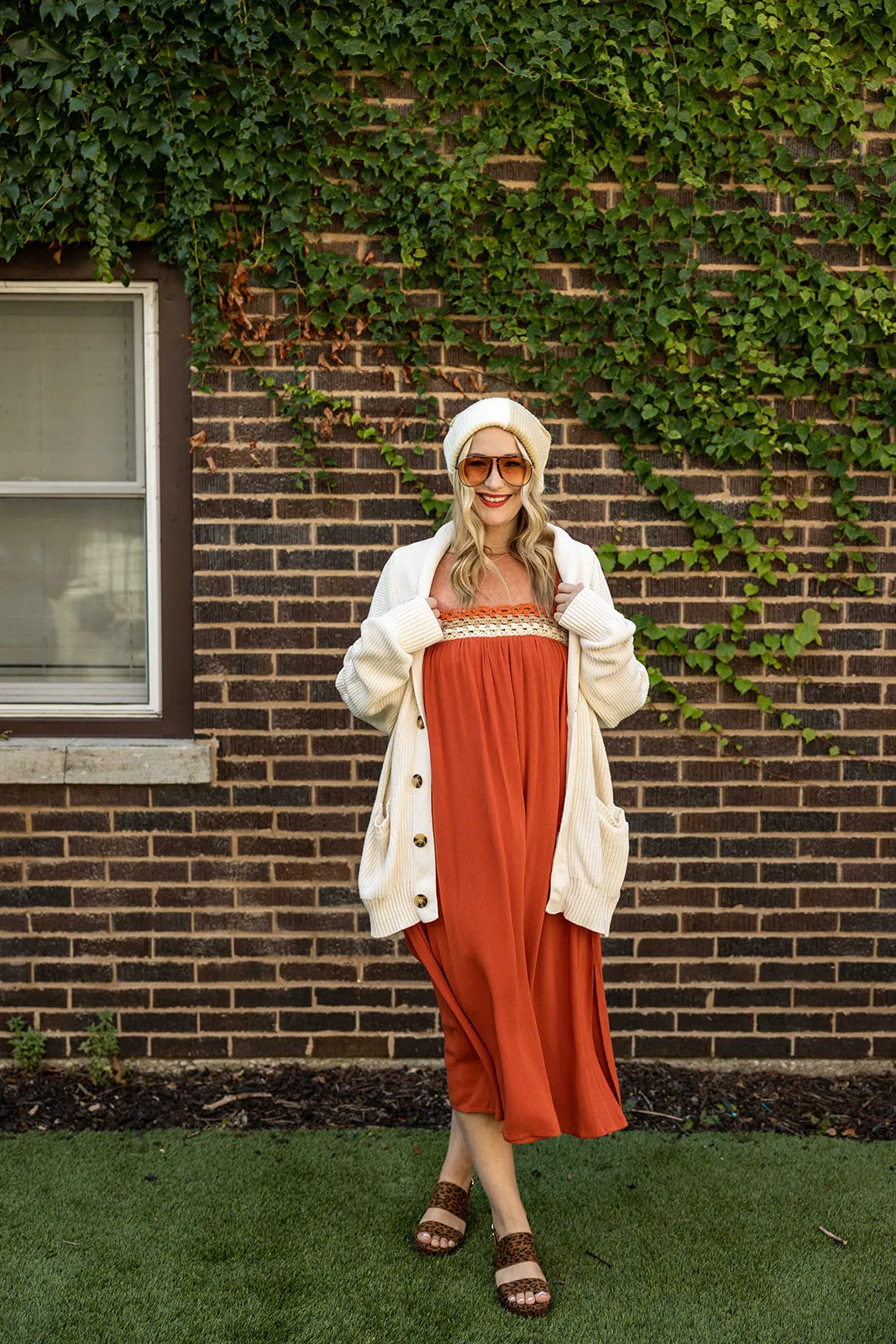 astrid dress in brick