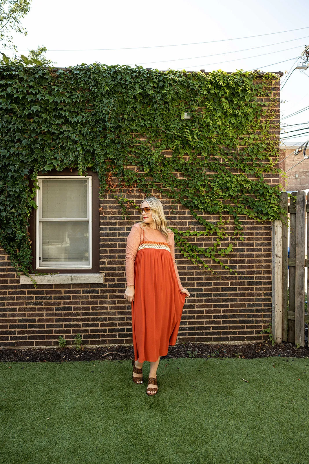 astrid dress in brick