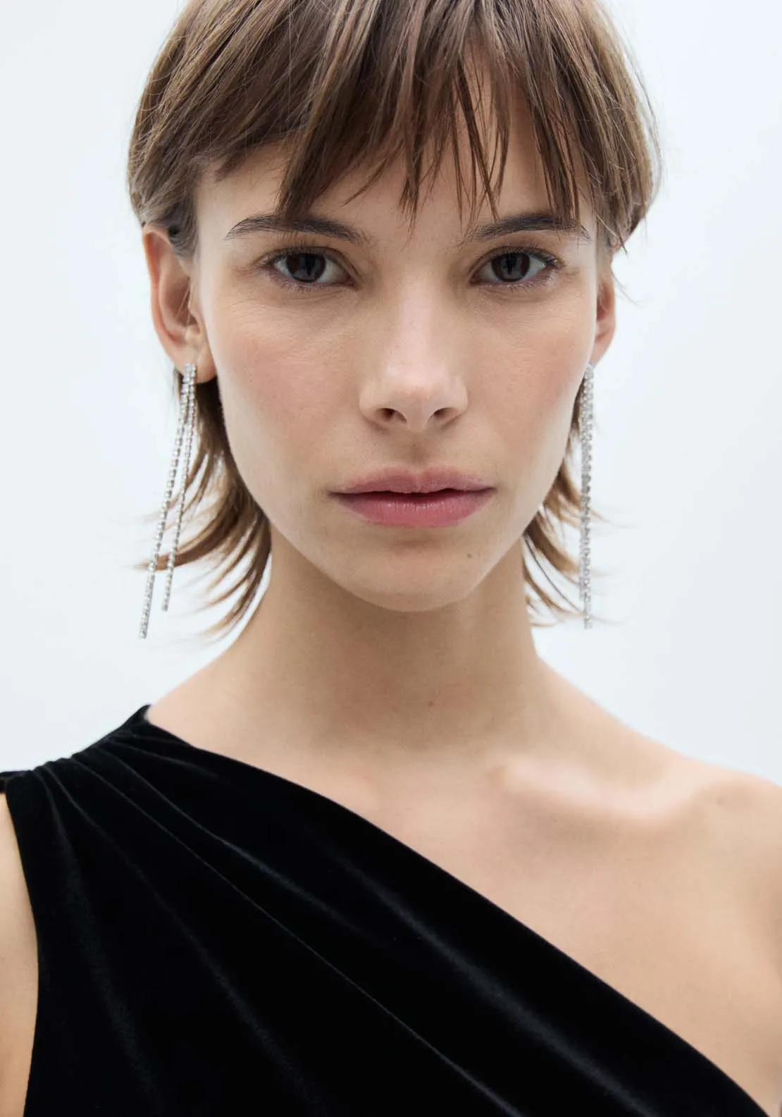 Asymmetric velvet jumpsuit - Black