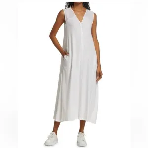ATM Anthony Thomas Melillo White Sleeveless V Neck Midi Maxi Dress Size S