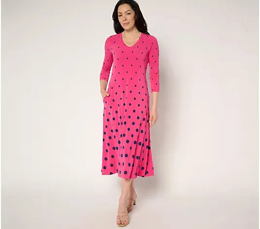 Attitudes by Renee Como Jersey Ombre Polka Dot Midi Dress