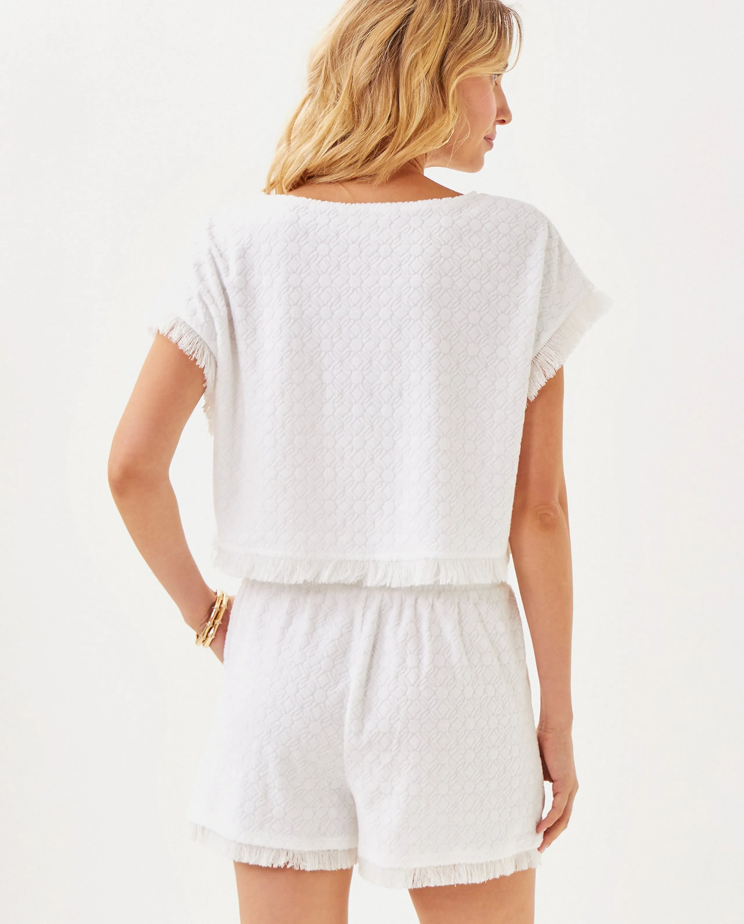 Azzi Terry Cover-Up Top - Resort White Butterfly