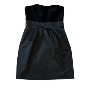 Banana Republic black velvet satin sweetheart neckline pleated mini dress NWT