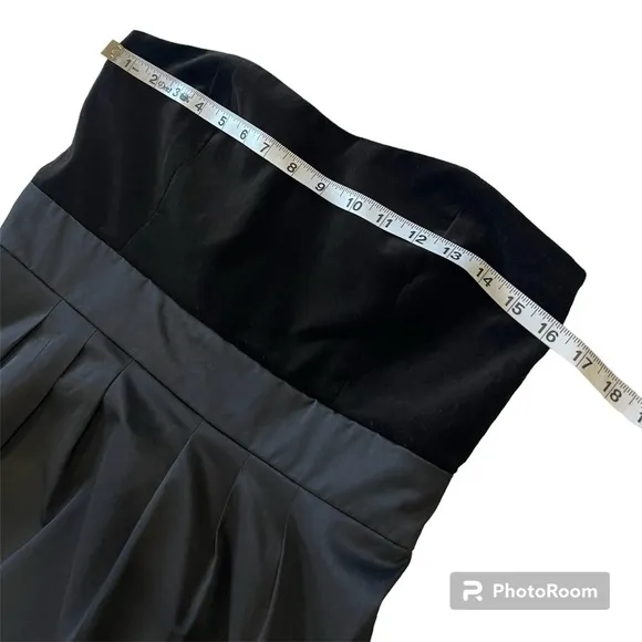 Banana Republic black velvet satin sweetheart neckline pleated mini dress NWT