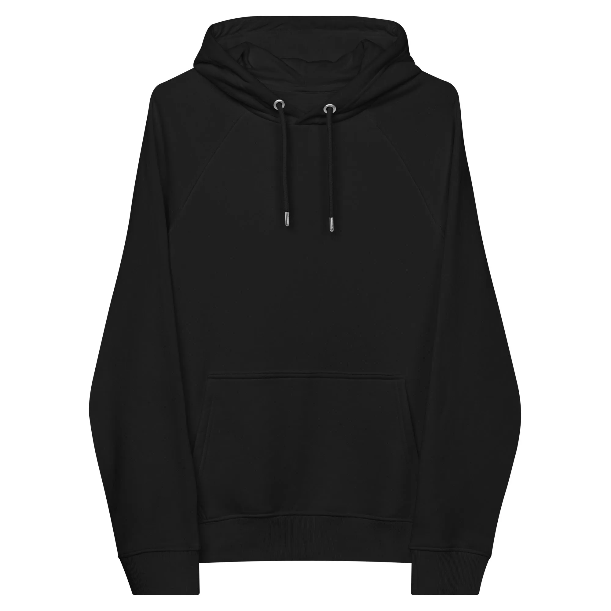 Banjee Graphic Hoodie with Streetwear Inspired B&W Design for Intersectional Pride on back of Black Eco Raglan Hoodie