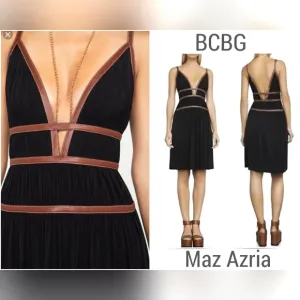 BCBG Maxazria Lillie Ribete Dress Size 6 Black &amp; Brown NWT